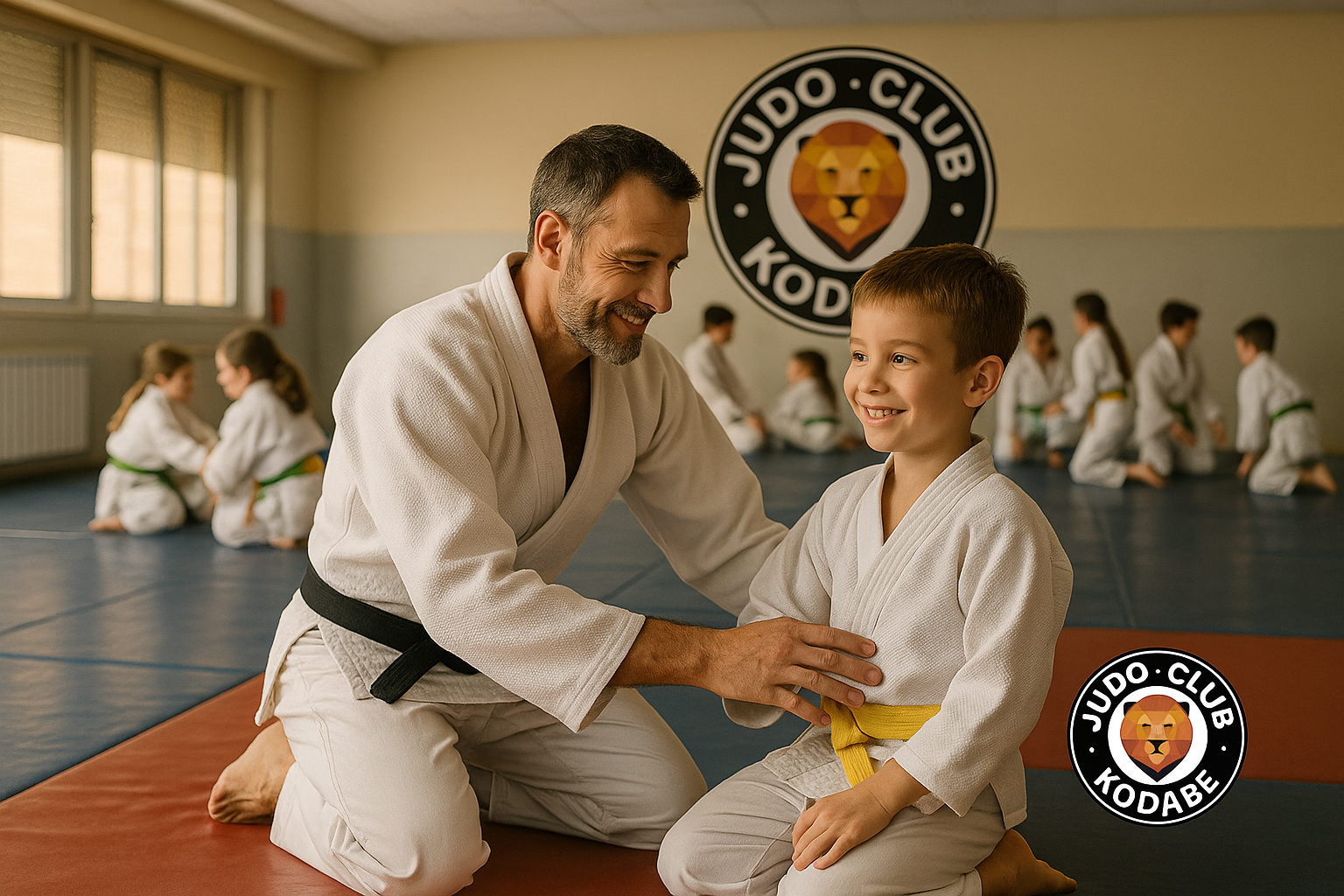 Niños y jóvenes practicando judo en Club Kodabe